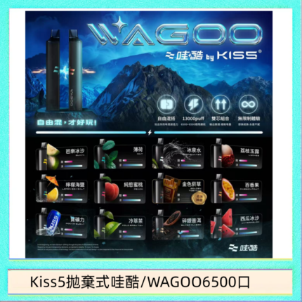 WAGOO哇酷Kiss5 6500口拋棄式 | 自由混搭雙口味 | 雙芯組合